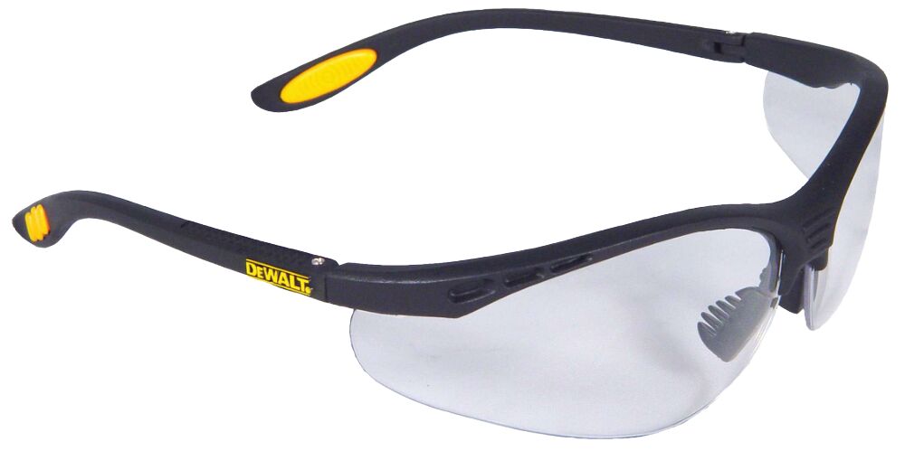 Profile of DEWALT reinforcer safety glasses with white lens