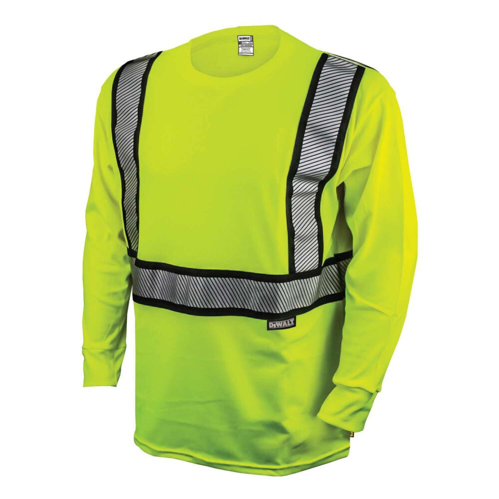 DEWALT yellow modacrylic FR long sleeved T shirt.