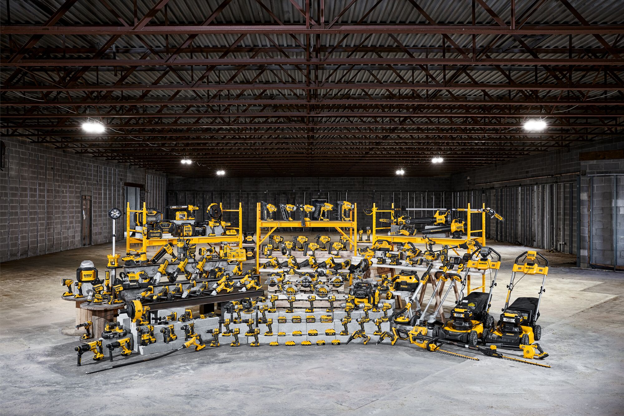 DEWALT 20V MAX system of cordless tools in construction setting