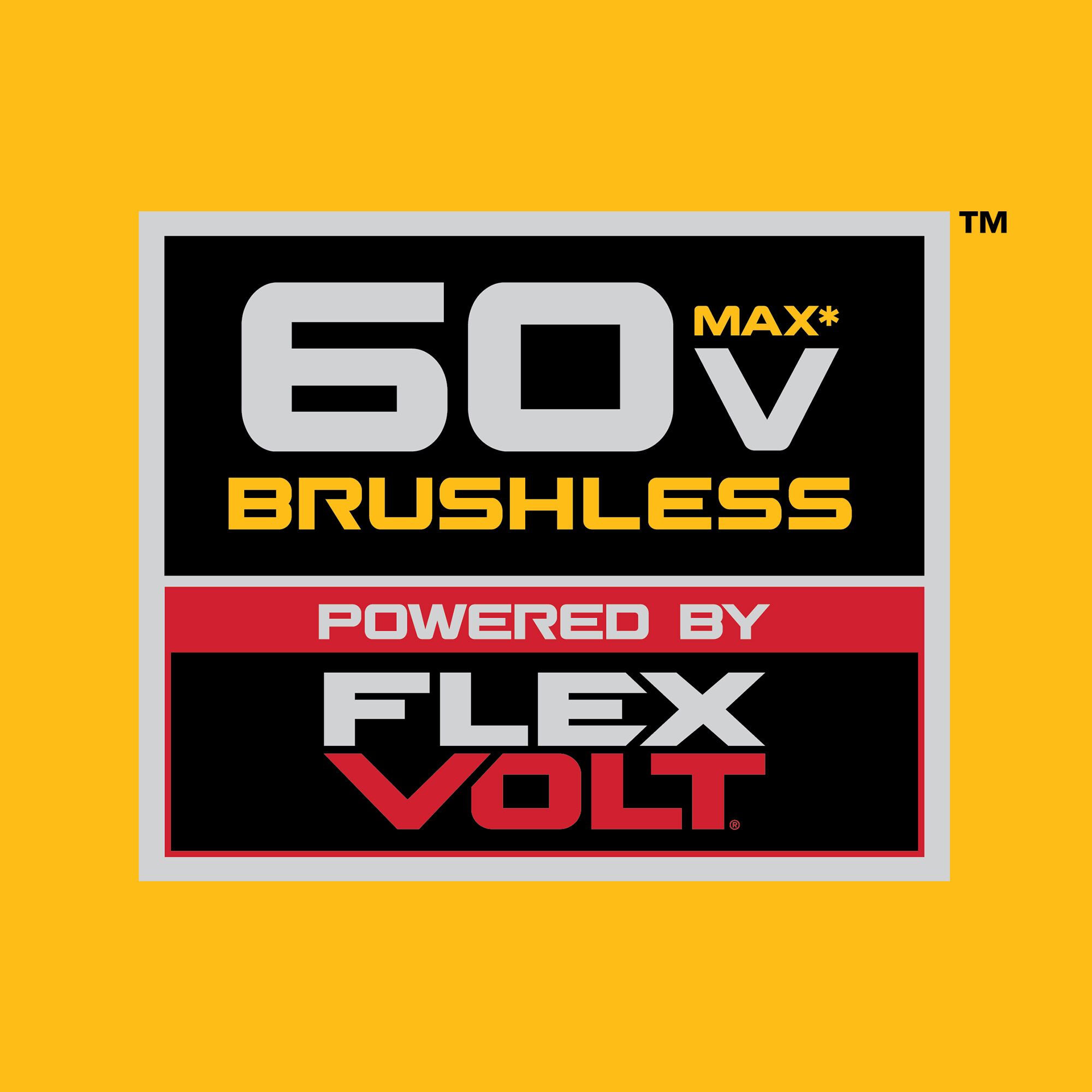 Dewalt 60V Max Brushless voltage powered by Flexvolt logo