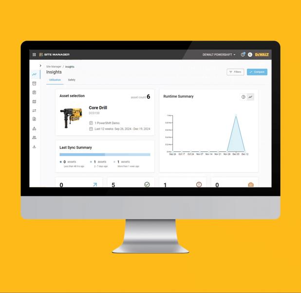 Image of a computer animated to show TOOL CONNECT insights