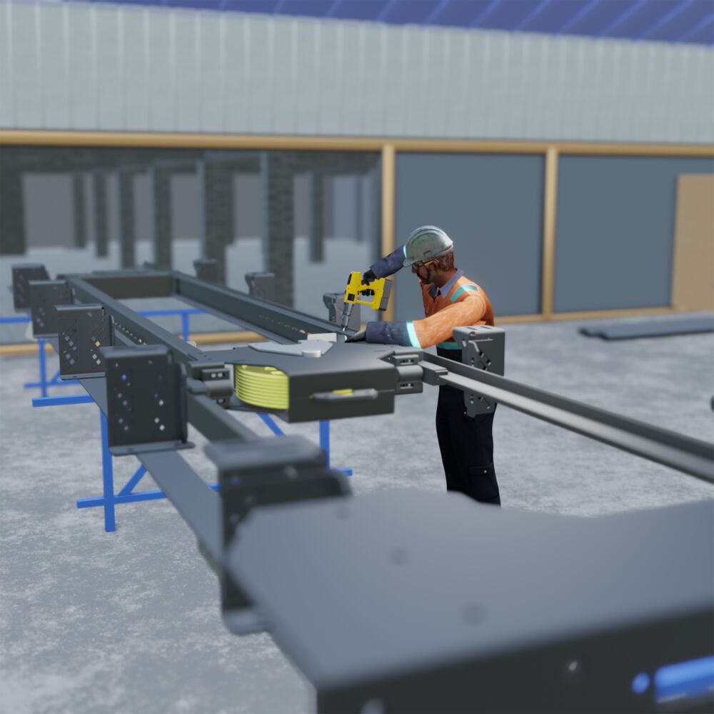 A contractor fabricating an elevator assembly