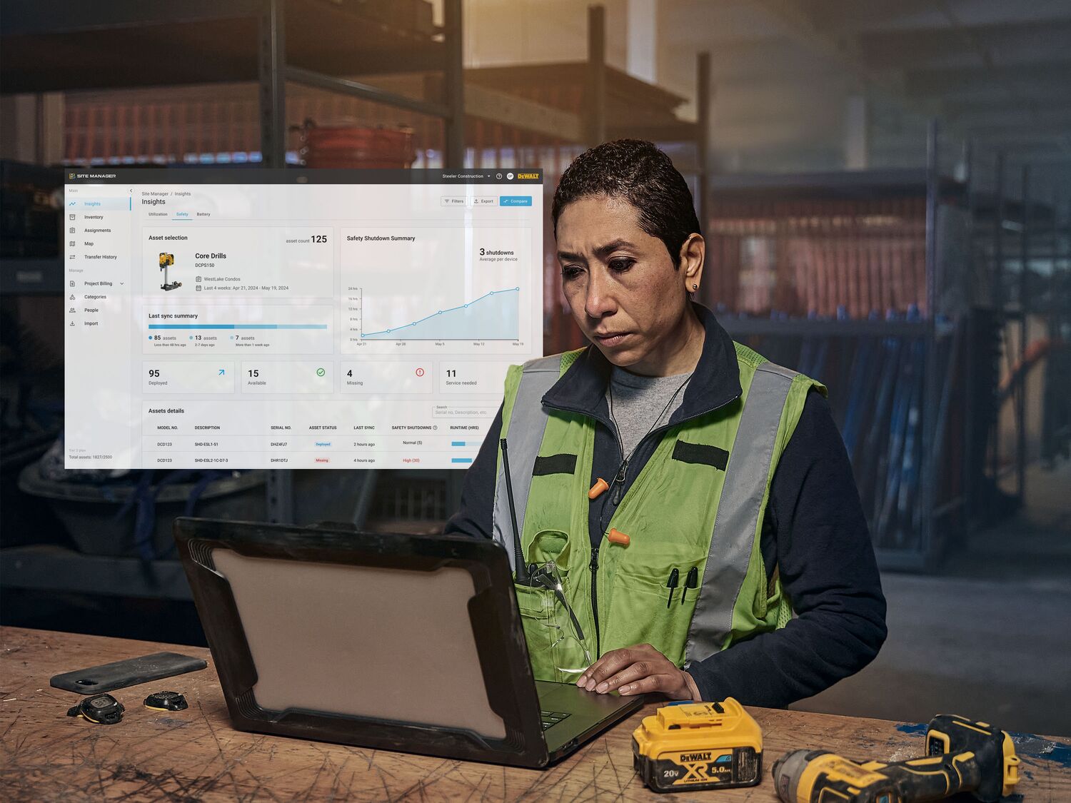 A woman uses Connected Solutions in a workshop