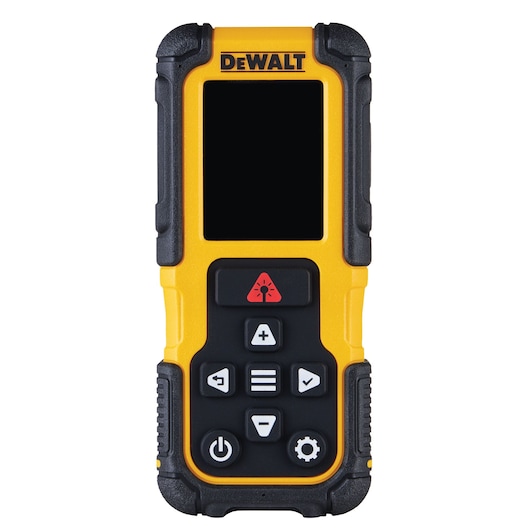 Front angle of the DEWALT® 200 ft. Alkaline Laser Distance Measurer on white 