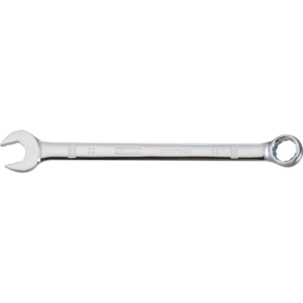 Combination wrench metric 22 millimeter head 11 and 5 eighths in length 12 point chrome comfort grip handle.