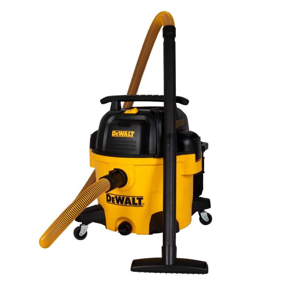 DeWalt StealthSonic 9 gallon Wet/Dry Vacuum showing Stealthsonic logo, hose holder, and included accessory bag