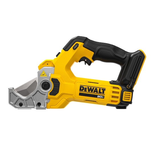 DEWALT Plastic Tubing Cutter viewed from the front on white background. 