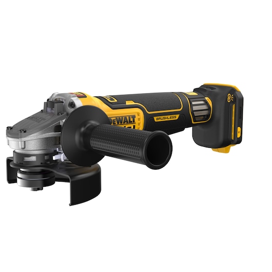 DEWALT 20V MAX* XR® 4-1/2 in.  - 5 in. Variable Speed Paddle Switch Grinder viewed from the front right side on white background