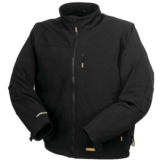 Profile of black soft shell heated jacket