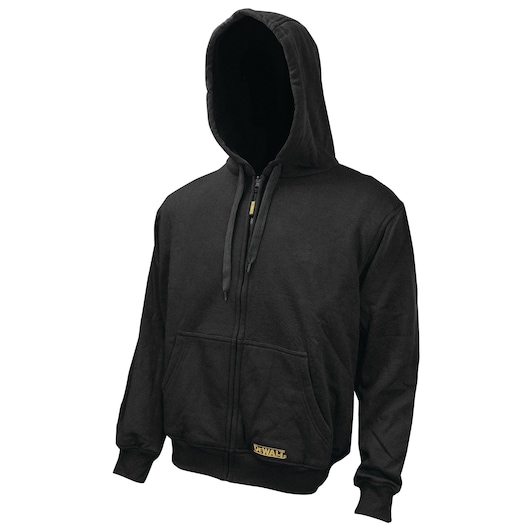 Profile of black heated hoodie