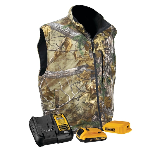 REALTREE XTRA camouflage fleece heated vest with its complete kit