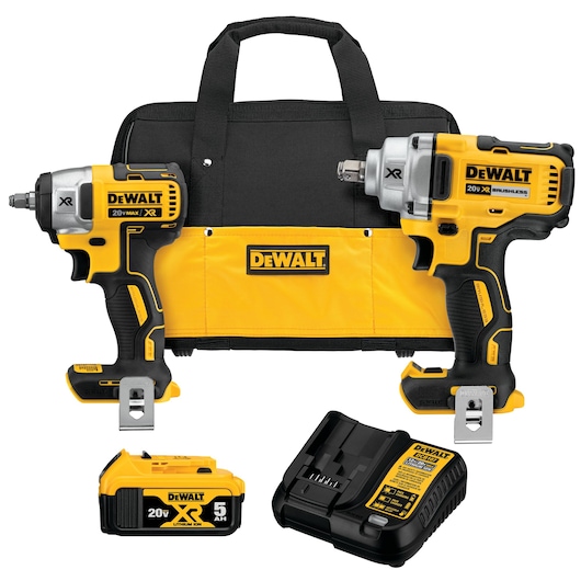 Brushless Cordless 2 Tool Impact Wrench Kit.
