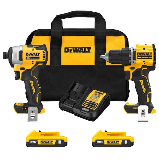 20 volt max two tool kit with  drill driver and impact driver, bag, batteries and charger