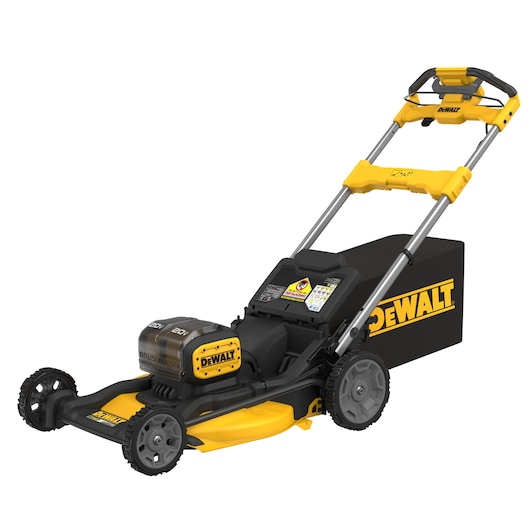 DEWALT 2X20V MAX* SELF-PROPELLED MOWER FRONT 3/4 ANGLE