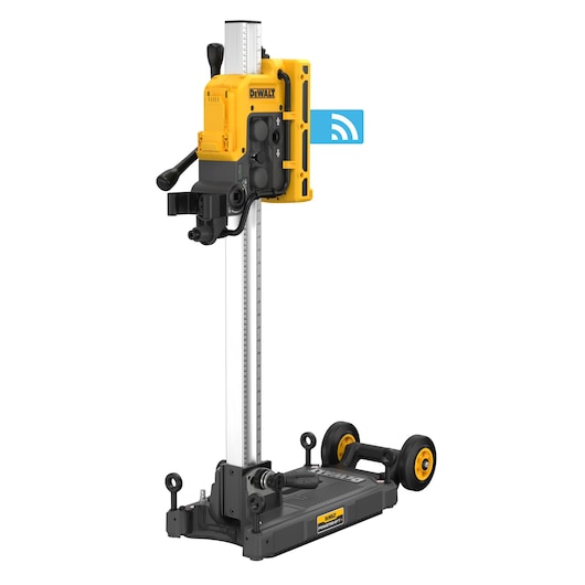 Connected core drill stand on white background
