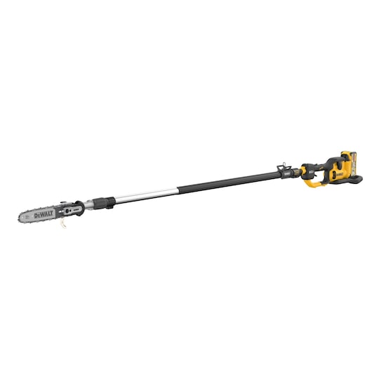 Side view of kitted  DEWALT telescoping Pole Saw