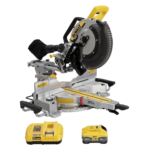 DEWALT Sliding Miter Saw kitted showing product showing front of tool
