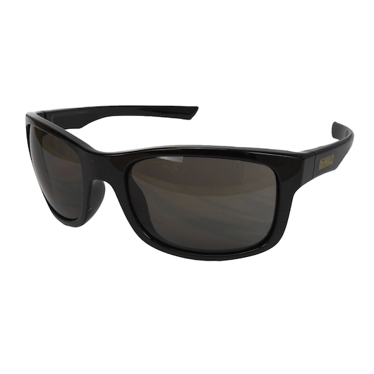 BLACK FRAME WITH SMOKE LENS DEWALT SUPERVISOR PROTECTIVE EYEWEAR COMFORT FLEX TEMPLES HARD COAT LENS MAIN VIEW