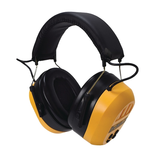Profile of DEWALT premium bluetooth hearing protector earmuffs