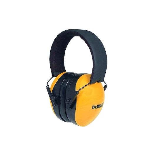 Profile of DEWALT Interceptor lightweight folding earmuffs.