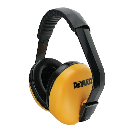 Profile of DEWALT Interrupter lightweight earmuffs.