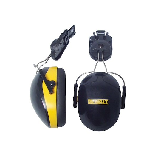 Profile of DEWALT CAPMount hard hat earmuff attachment