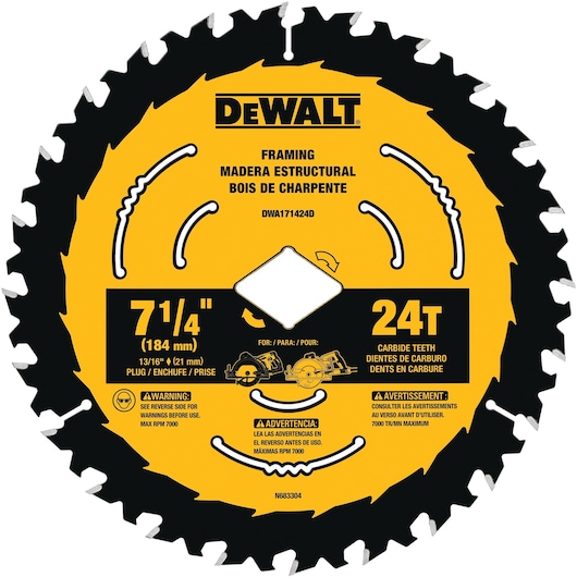 7 and a quarter inch 24 teeth Circular Saw Blade.