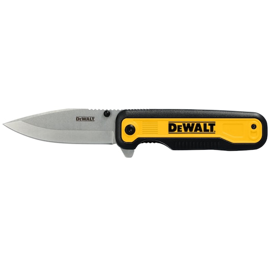 Drop Point Pocket Knife front horizontal with blade out