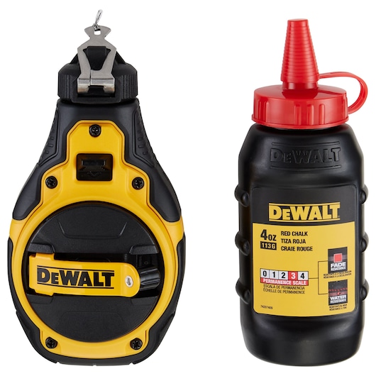 DEWALT CHALK REEL DWHT48333RC / DW 100ft 4:1 CHAL K REEL w/ Red Chalk beauty image view1
