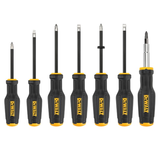 DEWALT TOUGHSERIES 17 piece screwdriver set straight angled beauty image