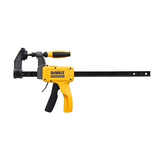 Profile view of Dewalt 12 inch hybrid clamp on white