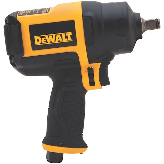 Side view of DEWALT half inch heavy duty drive impact wrench.