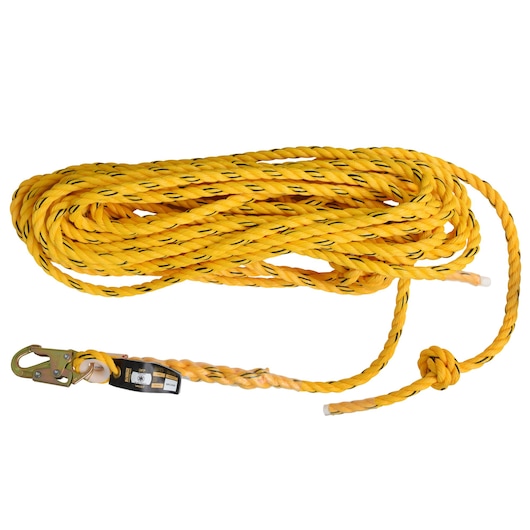 Front view of DEWALT Vertical Lifeline - Polysteel Rope - Snap Hook With Tapered End - 50'