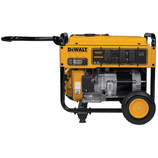6500 WATT PORTABLE GAS GENERATOR with locking handle pulled up.