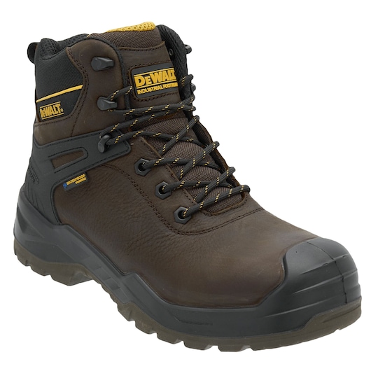 ¾ view facing right of the DEWALT Hayes men’s safety boot in brown